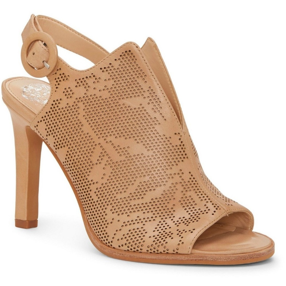Vince Camuto Perforated Tan Sling Back Heels
